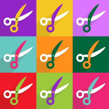 Düz çizmek ile gölge ve modern simgesi makas