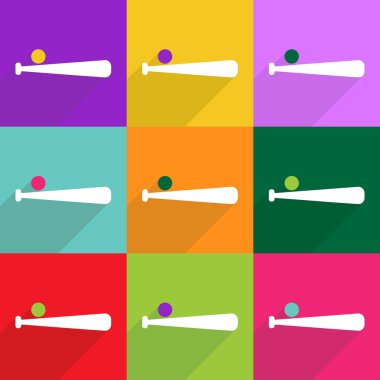 Düz çizmek ile gölge ve modern simgeyi baseball