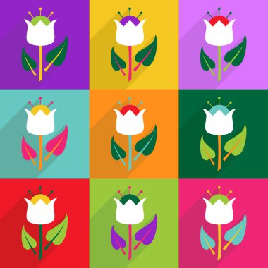 Düz çizmek ile gölge ve modern simgesi çiçek