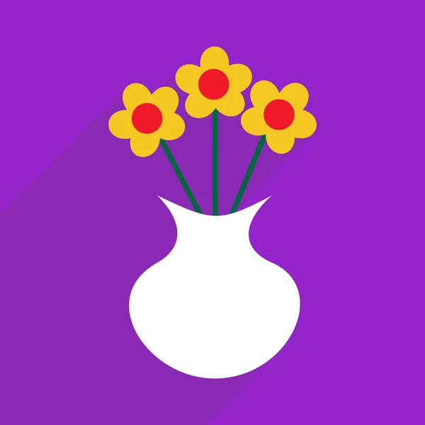 Design plano com sombra e vaso de flores ícone moderno — Vetor de Stock