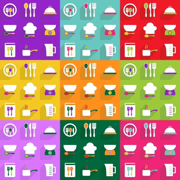 Set design plat avec ombre et appareils de cuisine icône moderne — Image vectorielle