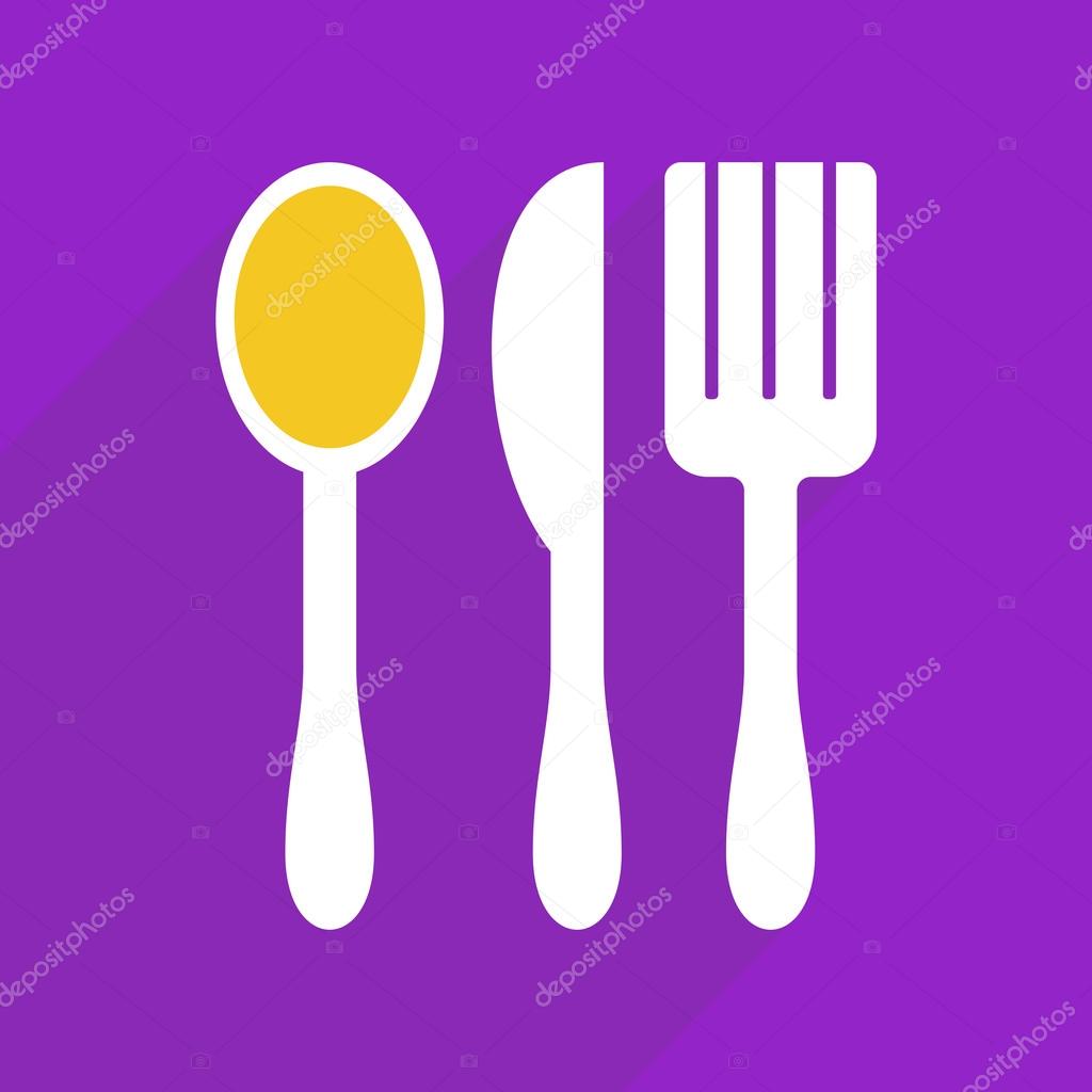 Flat design with shadow and modern icon fork knife spoon