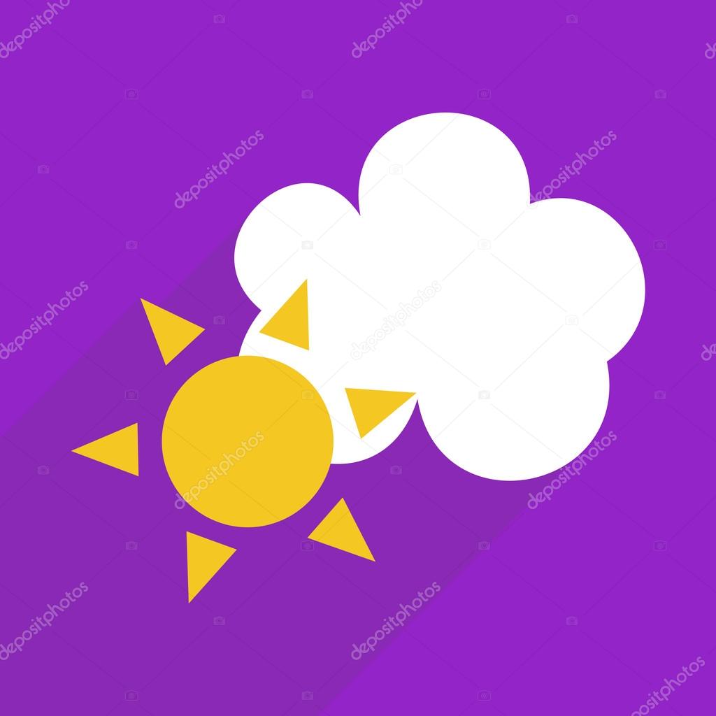 Flat design with shadow and modern icon cloud and sun