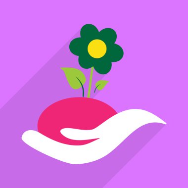 Düz çizmek ile gölge ve modern simgesi çiçek el