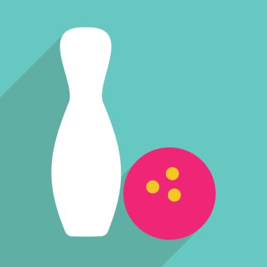 Düz çizmek ile gölge ve modern simgesi bowling