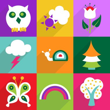 Gölge ve modern simgesi doğa düz tasarımı ayarla