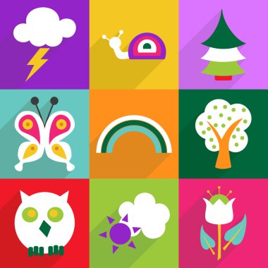 Gölge ve modern simgesi doğa düz tasarımı ayarla