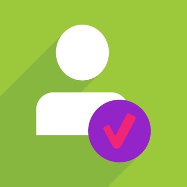 Düz çizmek ile gölge ve modern simgesi onaylanan kullanıcı