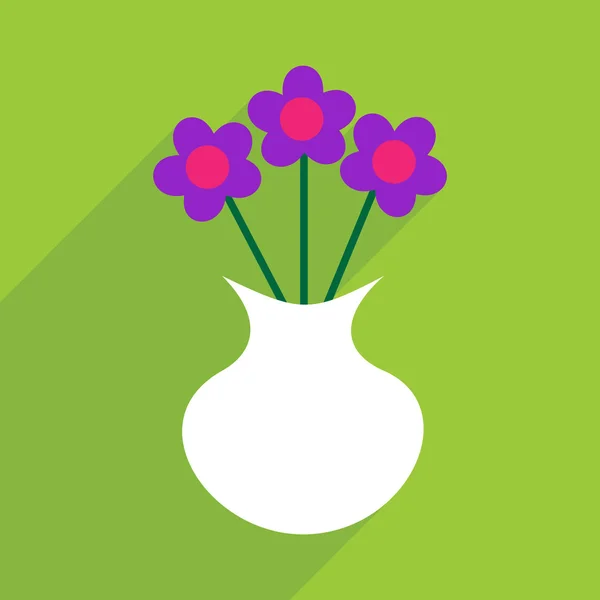 Design plano com sombra e vaso de flores ícone moderno — Vetor de Stock