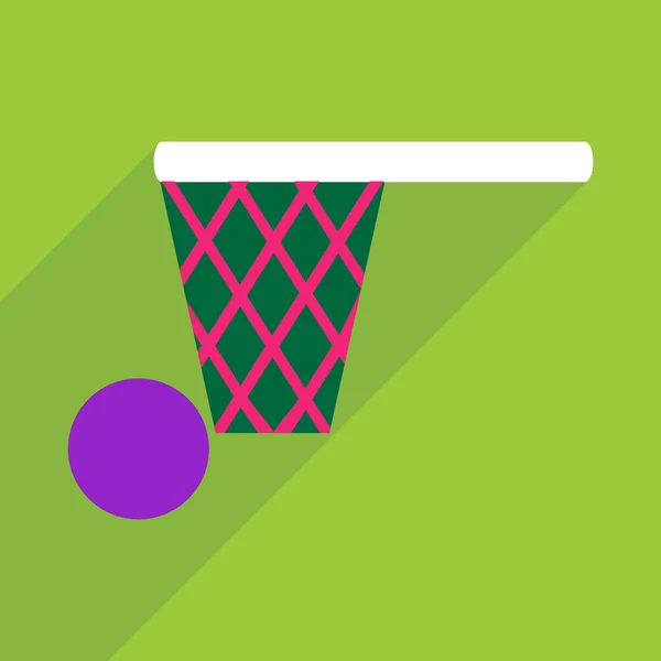 シャドウとモダンなアイコン バスケット ボールでフラットなデザイン — ストックベクタ