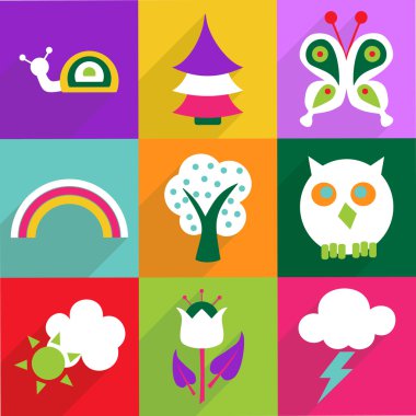 Gölge ve modern simgesi doğa düz tasarımı ayarla