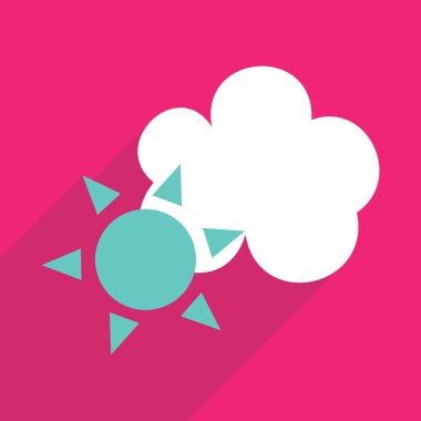 Düz çizmek ile gölge ve modern simgesi bulut ve güneş