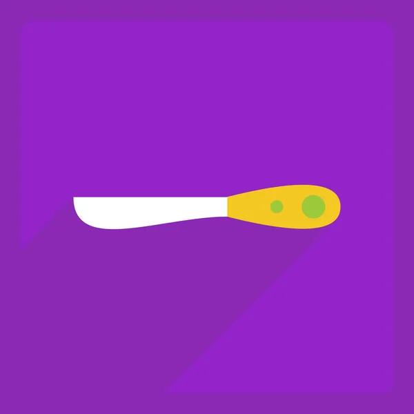 Gölge ve modern tasarım bıçak ile düz simgesi — Stok Vektör