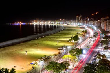 Aerial view of Capacabana Beach by night clipart