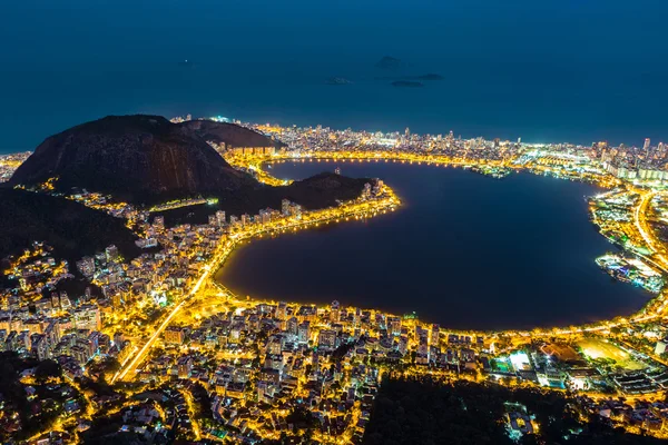 Flygfoto över Rio de Janeiro, nattetid — Stockfoto