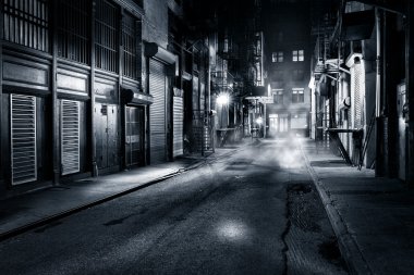 Cortlandt Alley by night in NYC clipart