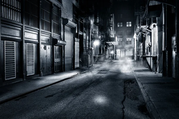 Cortlandt Alley by night in NYC — Stock Photo, Image