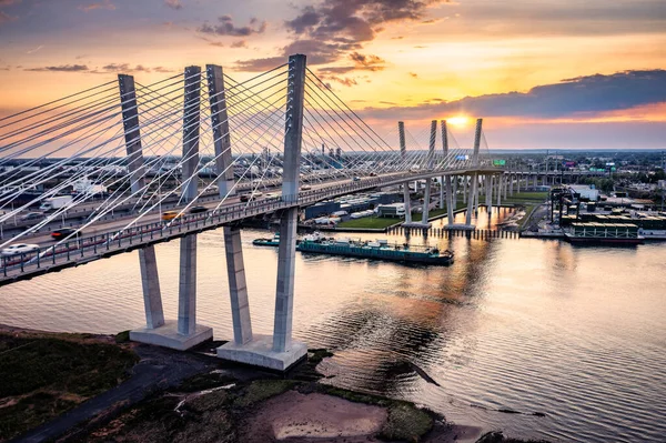 Widok z lotu ptaka na most New Goethals Bridge — Zdjęcie stockowe