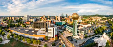 Aerial panorama of Knoxville, Tennessee skyline clipart