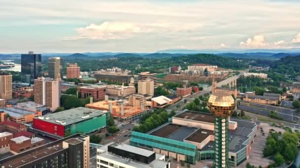 Vista aérea del horizonte de Knoxville, Tennessee — Vídeos de Stock