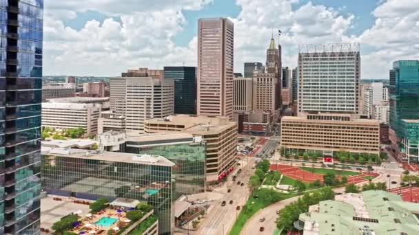 Vista aérea del horizonte de Baltimore — Vídeos de Stock