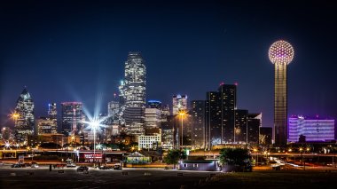 Dallas skyline by night clipart
