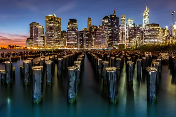 Dolní manhattan při západu slunce — Stock fotografie