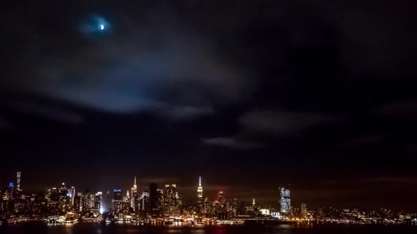 Timelapse with the first phase of a lunar eclipse — Stock Video