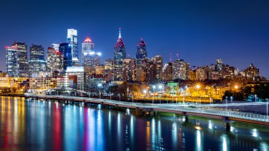 Philadelphia skyline by night clipart
