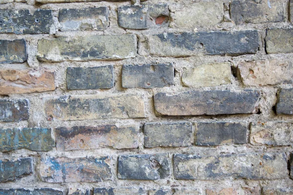 Grey red orange old vintage brick house wall background — Stock Photo, Image