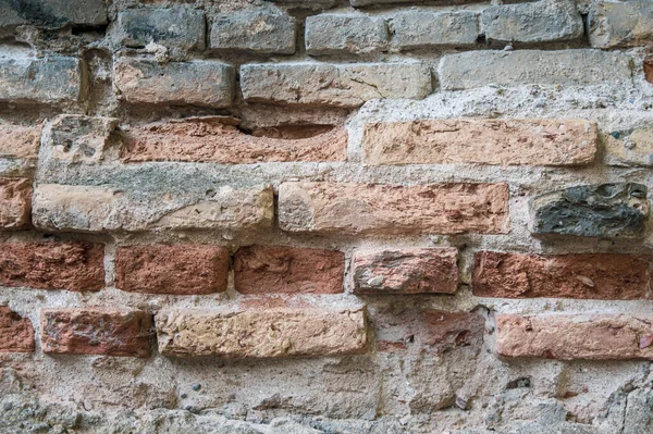 Grey red orange old vintage brick house wall background — Stock Photo, Image