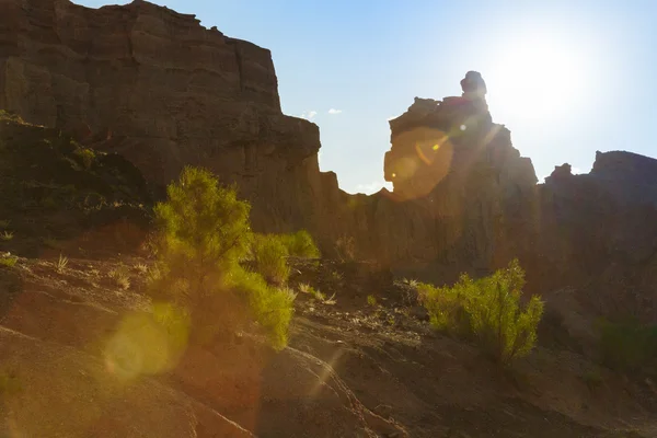 Sunrise in the Charyn canyon — Stock Photo, Image