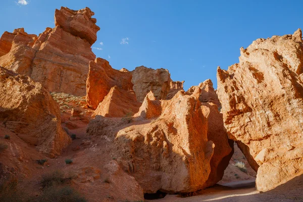 Road between two large rocks in the canyon