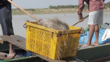 Balıkçıları kapatın. Plastik sepete taze balık koyun. 