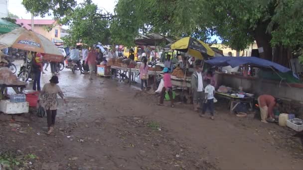 Pemandangan Kembali Orang Orang Yang Berjalan Kaki Dari Dermaga Jalan — Stok Video