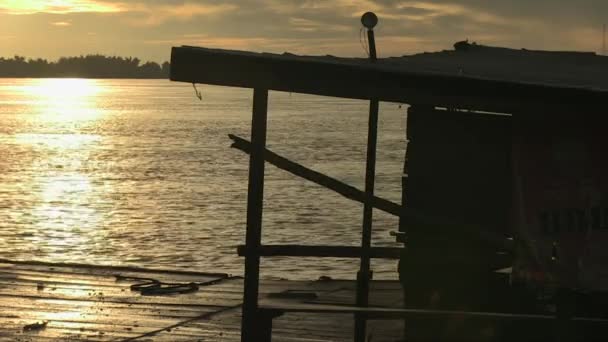 Ferry Vue Sur Lever Soleil Sur Mékong — Video