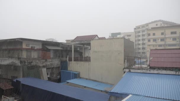 Vista Ciudad Durante Las Fuertes Lluvias — Vídeos de Stock