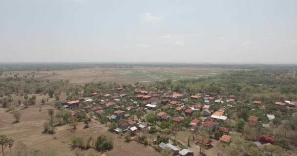 Повітряний Ковзний Знімок Спального Села Під Час Сухого Сезону Азія — стокове відео