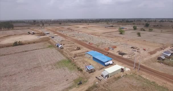 Voler Vers Arrière Fondation Bâtiment Sur Chantier Construction — Video