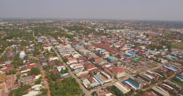 Luchtbeelden Van Battambang Stad Glijdende Opname Van Een Oude Franse — Stockvideo