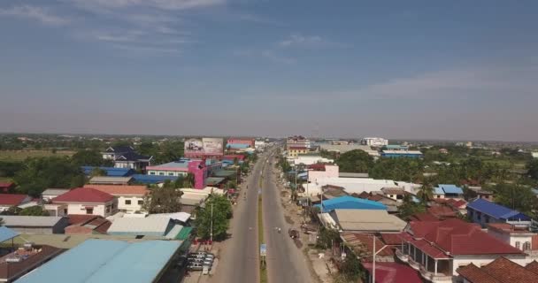 Aerial Drone Footage Moving Slowly Asian Town Battambang Cambodia — Stock Video