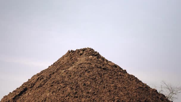 Escavadeira descarregando e acumulando areia — Vídeo de Stock