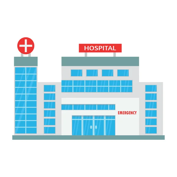 Edificio Hospitalario Con Muchas Ventanas Cristal Hospital Está Afuera Arquitectura — Vector de stock