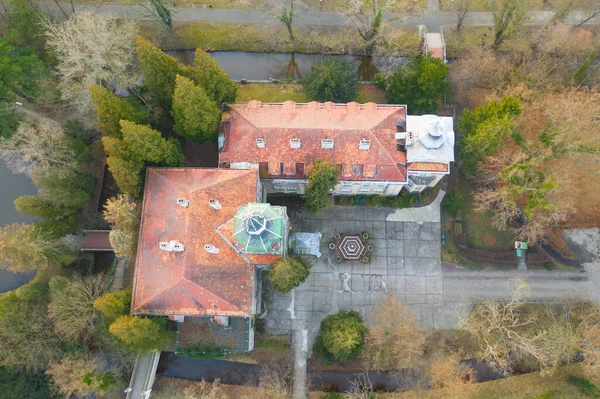 Palácio Senhorial Cidade Ilowa Polônia Visto Cima Foto Drone — Fotografia de Stock