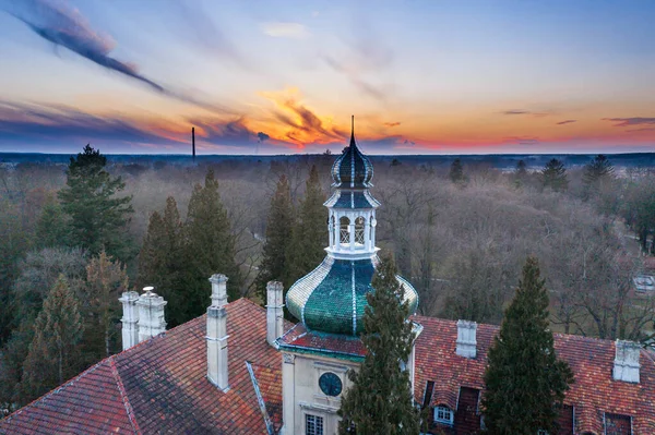 Panský Palác Městě Ilowa Polsku Jak Vidět Shora Fotografie Dronu — Stock fotografie