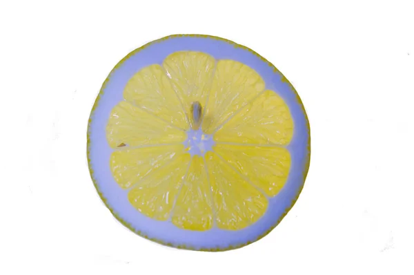 Slice Lemon Laid White Substrate You Can Clearly See Structure — Stock Photo, Image