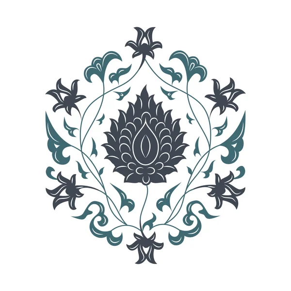 Oryantal çiçek desenli, mavi.