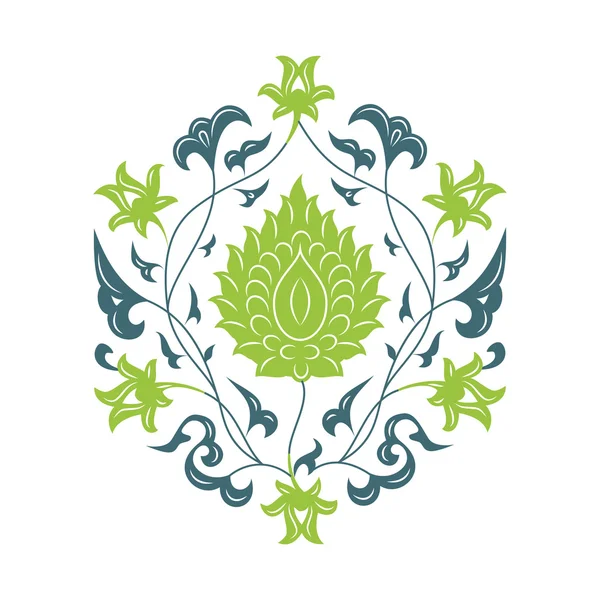 Oryantal çiçek desenli, yeşil.