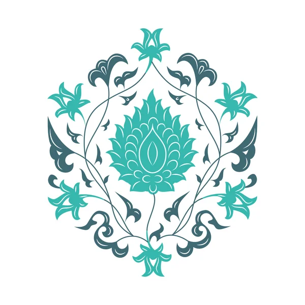 Oryantal çiçek desenli, açık mavi.