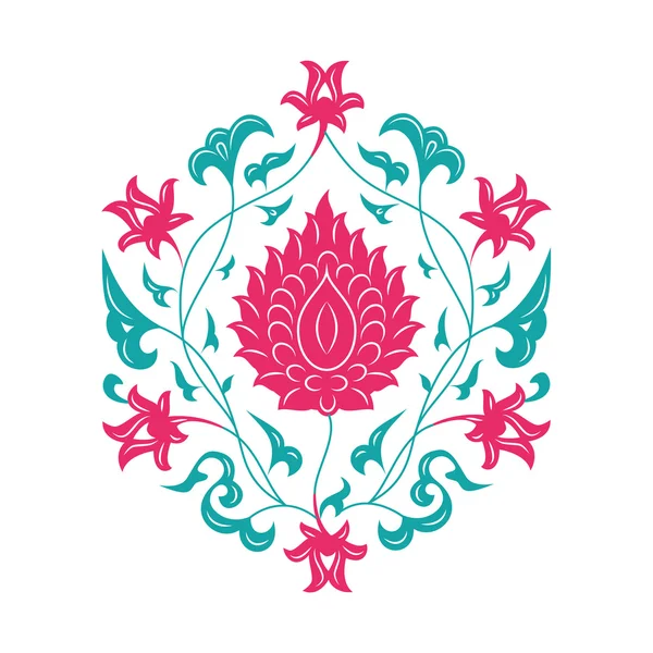 Oryantal çiçek desenli, yeşil mavi.